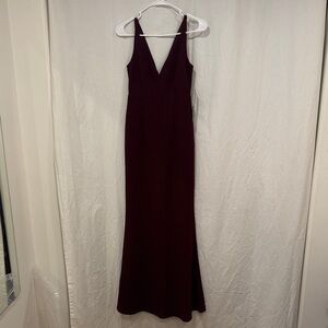 Lulu's Deep Burgundy V-Neck Maxi Dress